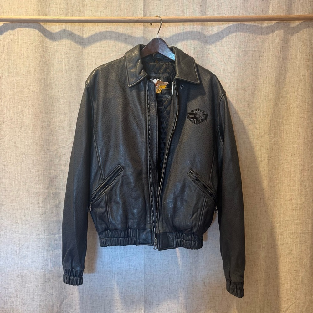 Harley-Davidson Black Leather Bomber Jacket